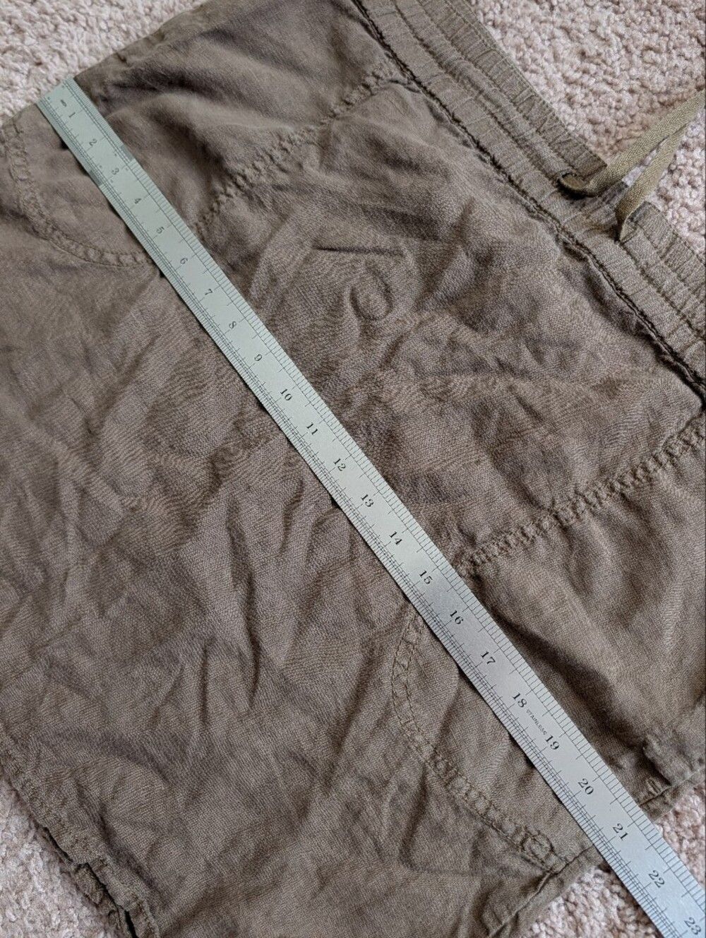 Caslon Womens Olive Green Linen Drawstring Boho Festival Mini Skirt Size Medium - Picture 8 of 9